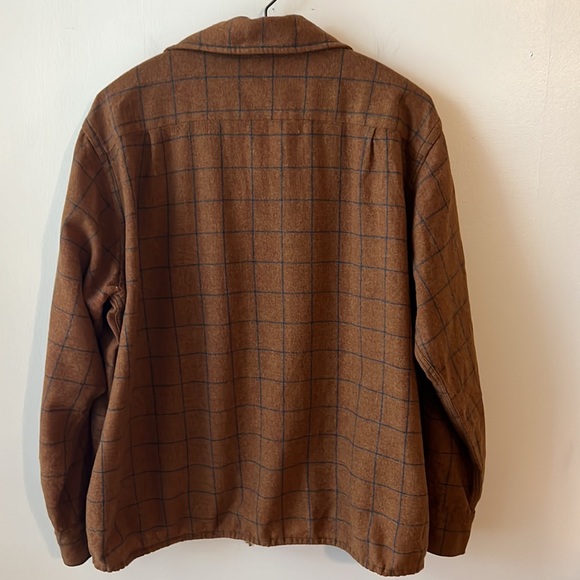 Vintage Le Chevron Plaid Wool Button Down Shirt.  Size XL. - Picture 9 of 16